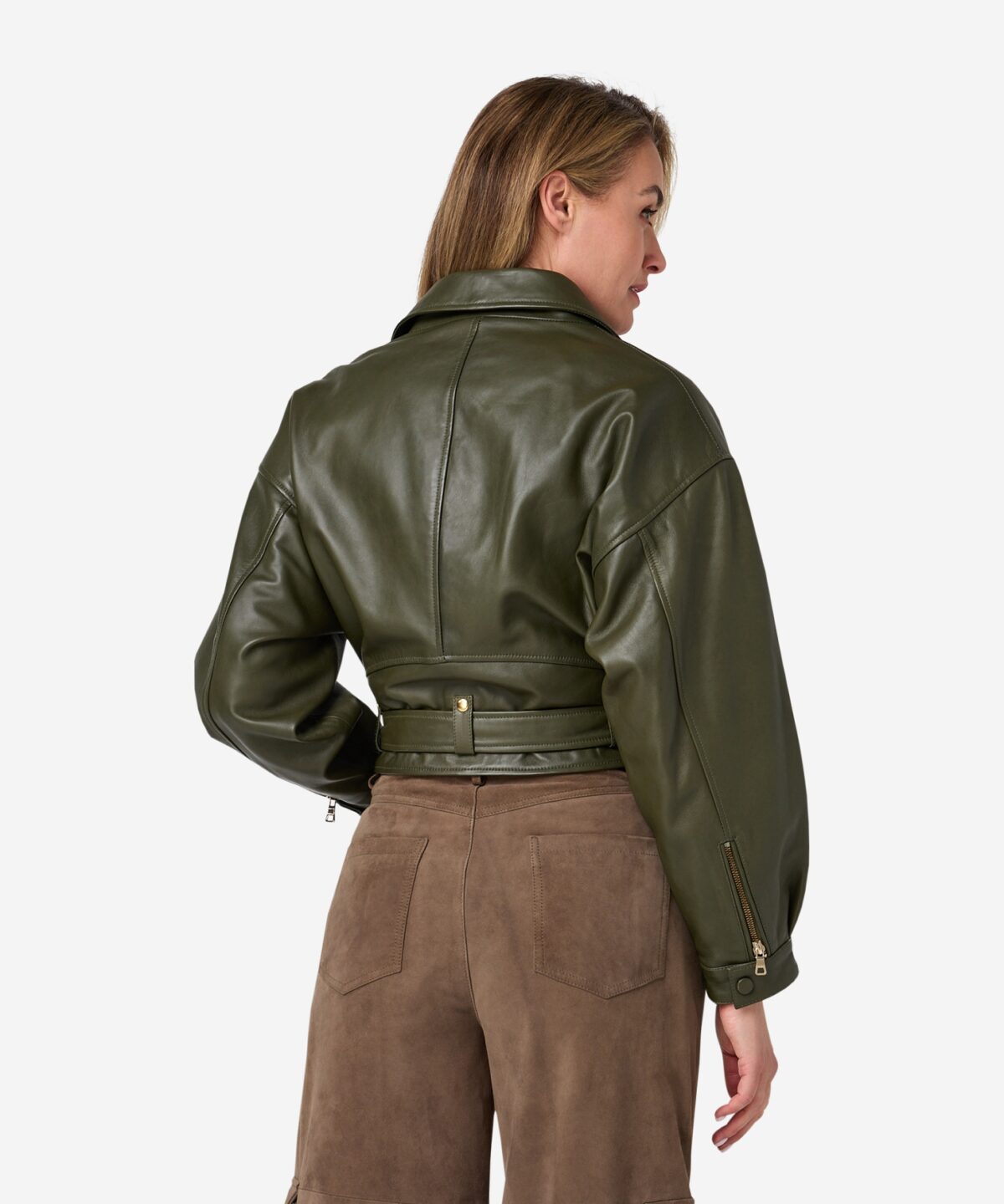 Jonet Leather Jacket - Olive Night - Afbeelding 4