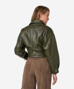 Jonet Leather Jacket - Olive Night - Afbeelding 4