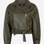 Jonet Leather Jacket - Olive Night