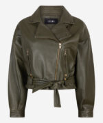 Jonet Leather Jacket - Olive Night