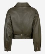 Jonet Leather Jacket - Olive Night - Afbeelding 2