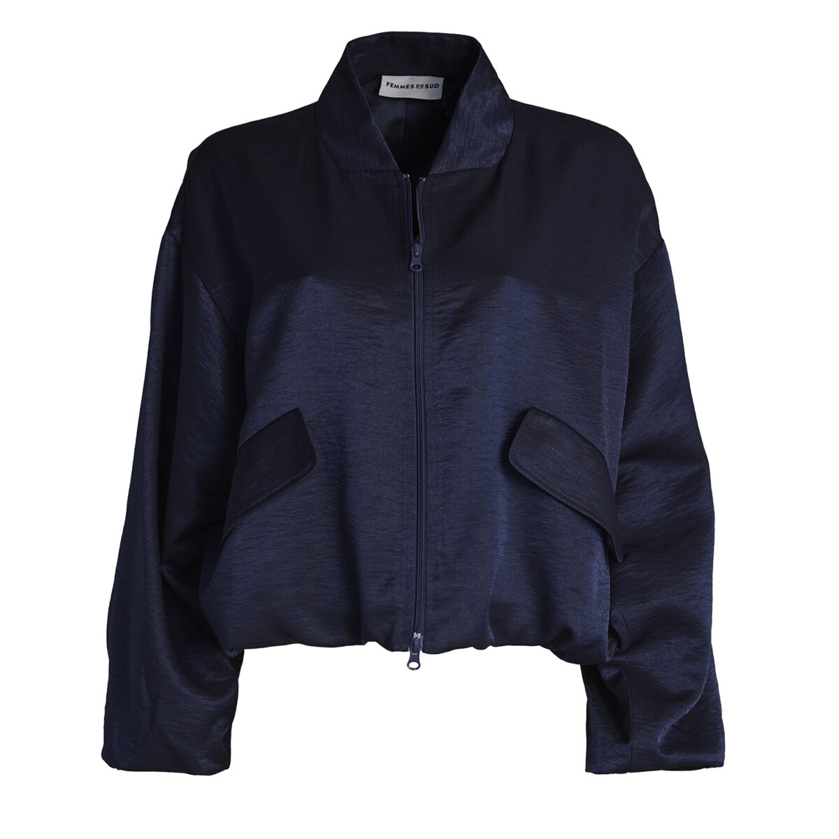 Lacy Satin Bomber - Navy - Afbeelding 1