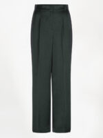 Jules Creased Satin Pants - Midnight Green