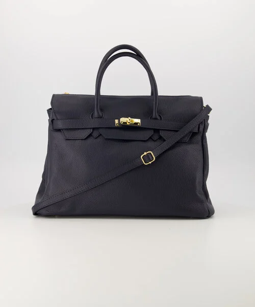 Birdie Large Leather Bag - Navy