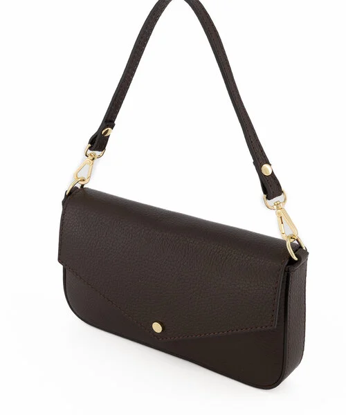 Brandy Leather Clutch Bag - Dark Brown