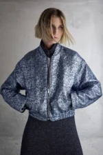 Paige Metallic Jacket - Metallic Blue - Afbeelding 2