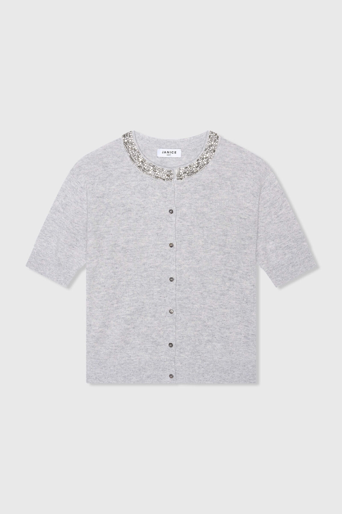 Moon Strass Cardigan - Light Grey - Afbeelding 1