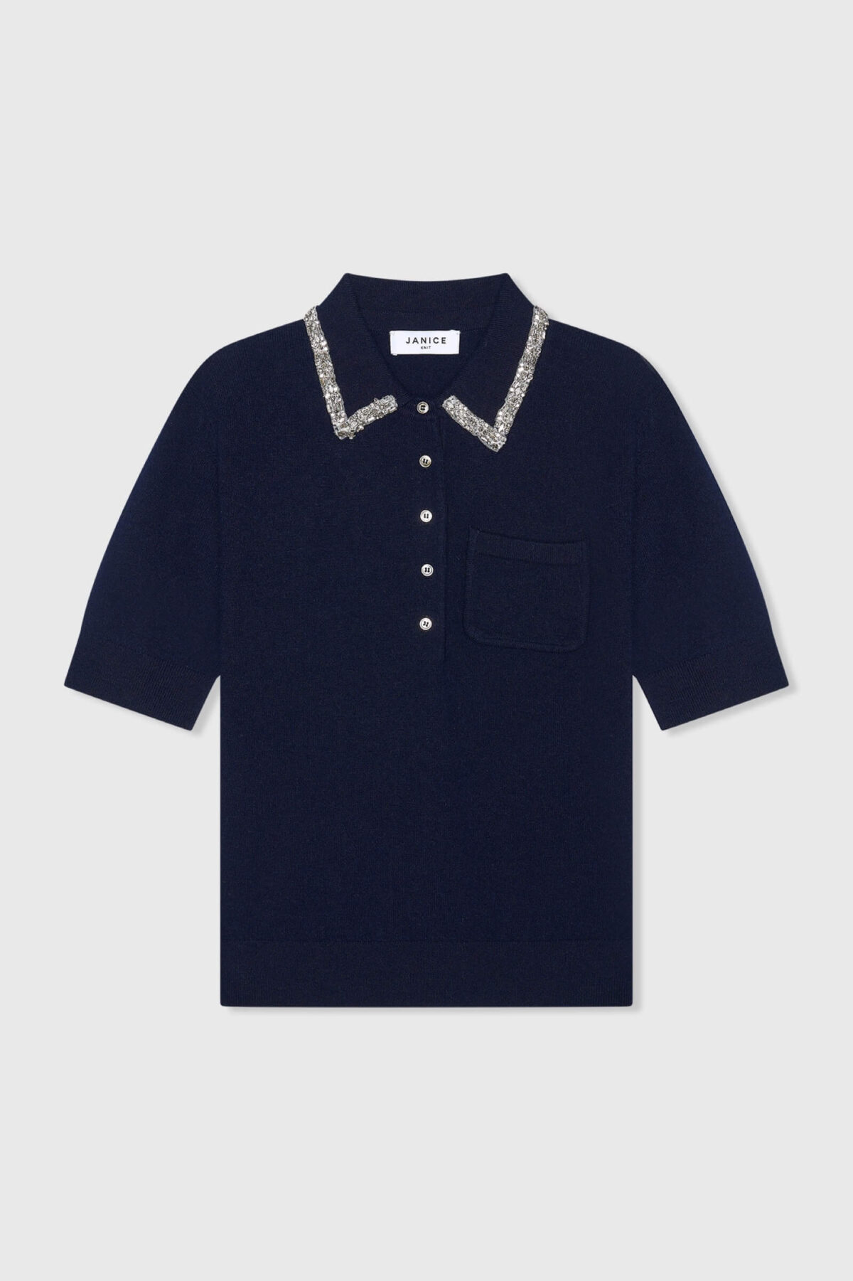 Rebel Strass Knit Polo - Navy - Afbeelding 1