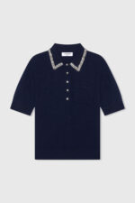 Rebel Strass Knit Polo - Navy