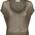 MWOlly Knit Waterfall Top - Black Amber Metallic