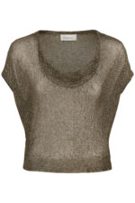 MWOlly Knit Waterfall Top - Black Amber Metallic