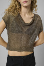 MWOlly Knit Waterfall Top - Black Amber Metallic - Afbeelding 3