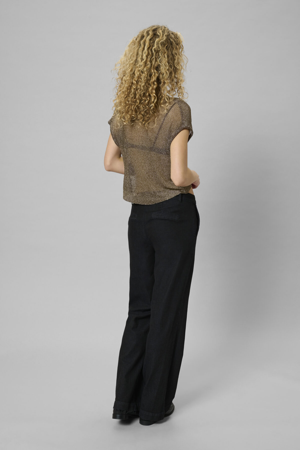 MWOlly Knit Waterfall Top - Black Amber Metallic - Afbeelding 4