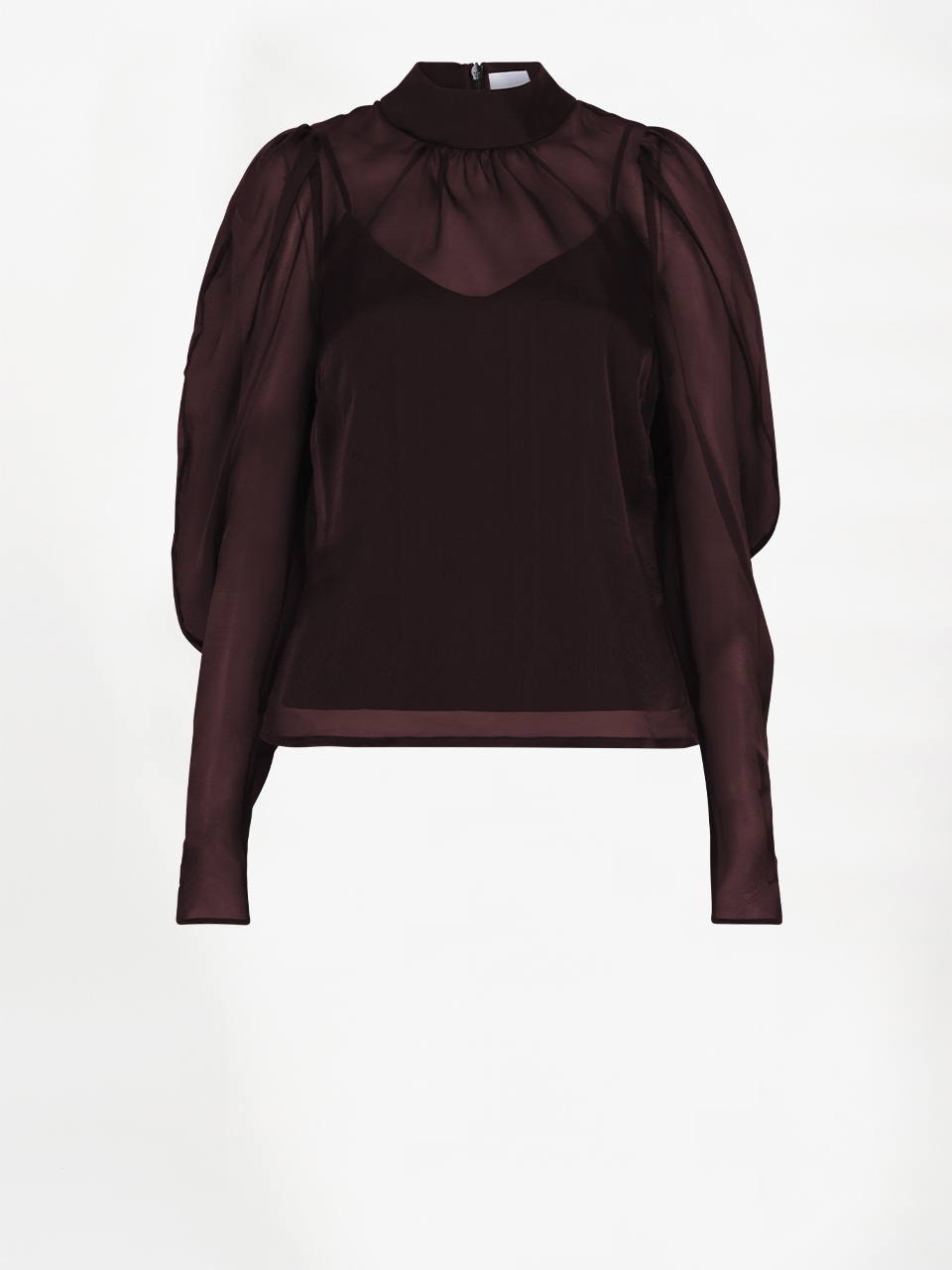 1344-316-12792-2 Dante6-Ocean puffy sleeve top - Mulberry Red - Afbeelding 1