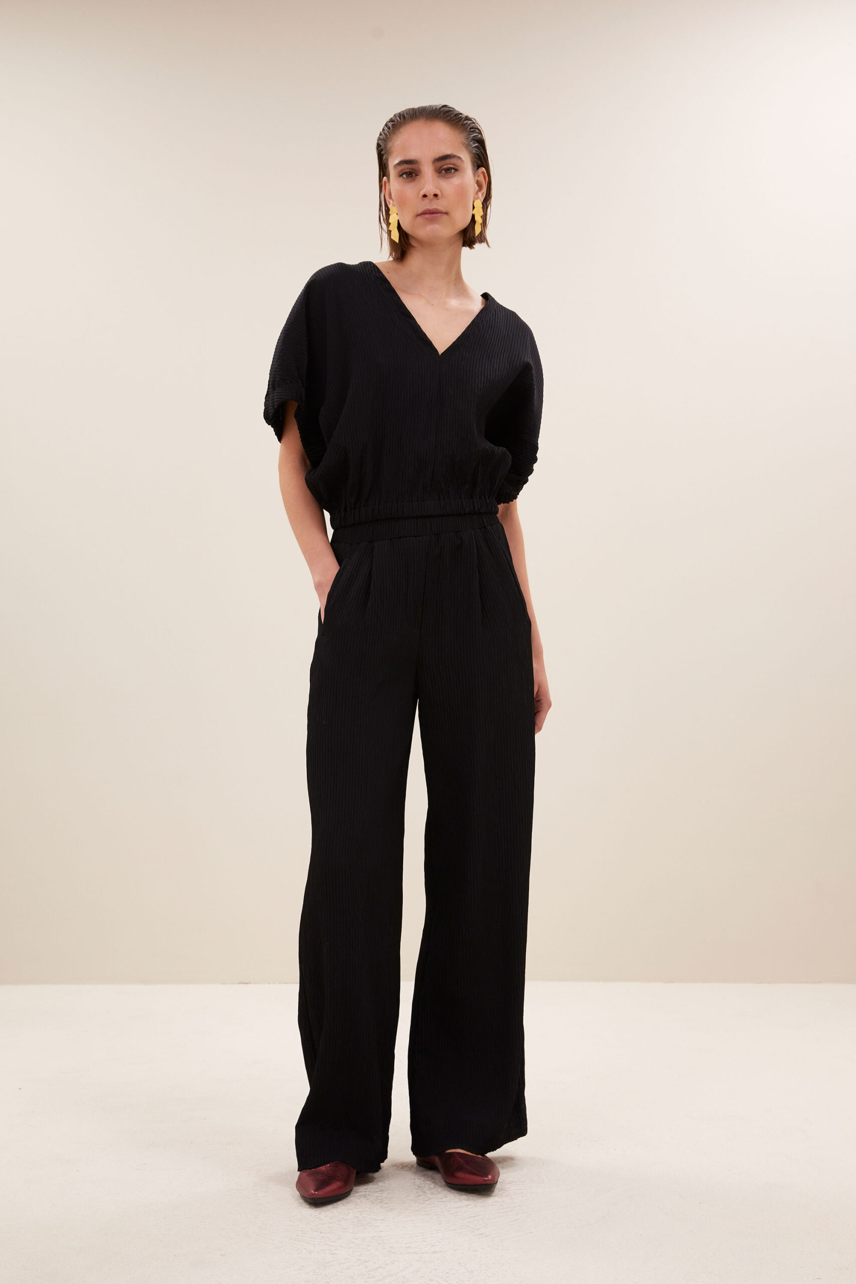 1989-291-29695 Benji Structure Stripe Pants - Jet Black - Afbeelding 2