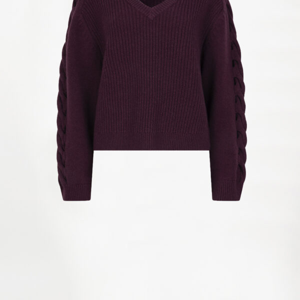 Paloma braided Sweater - Mulberry Red