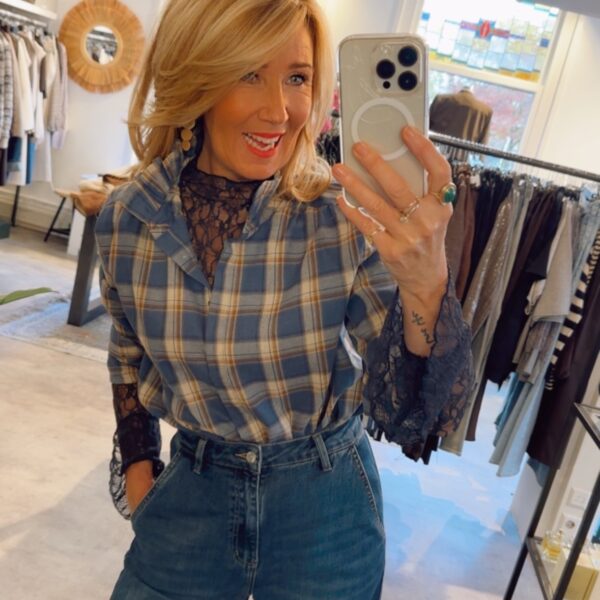 Roesel Check Blouse - Blue