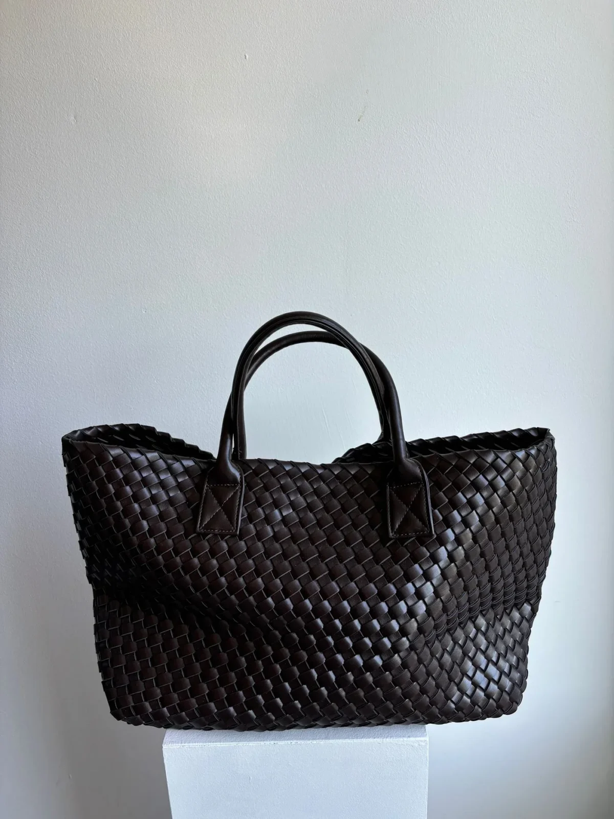 Mia Square Faux Leather Bag - Dark Brown - Afbeelding 1