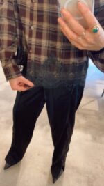 Check Lace Blouse - Beige/Bordeaux - Afbeelding 2