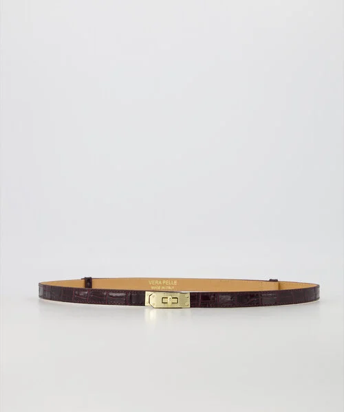 Garcia Croco Leather Belt - Bordeaux