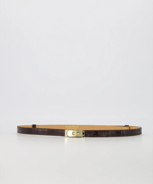 Garcia Croco Leather Belt - Dark Brown