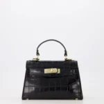 Grace Croco Leather Bag - Black