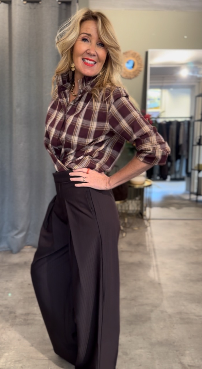img_8938-2 Roesel Check Blouse - Bordeaux - Afbeelding 1