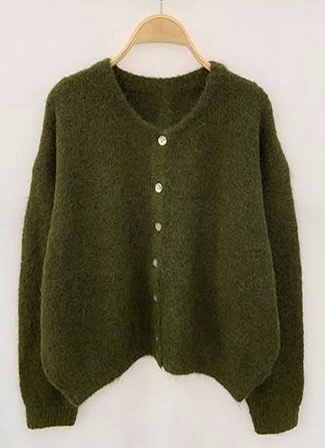Button Knit Cardigan - Green