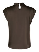 Fleur Drapy Satin Blouse - Dark Brown - Afbeelding 2