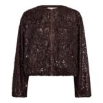 SophieCC Sequin Balloon Jacket - Dark Brown