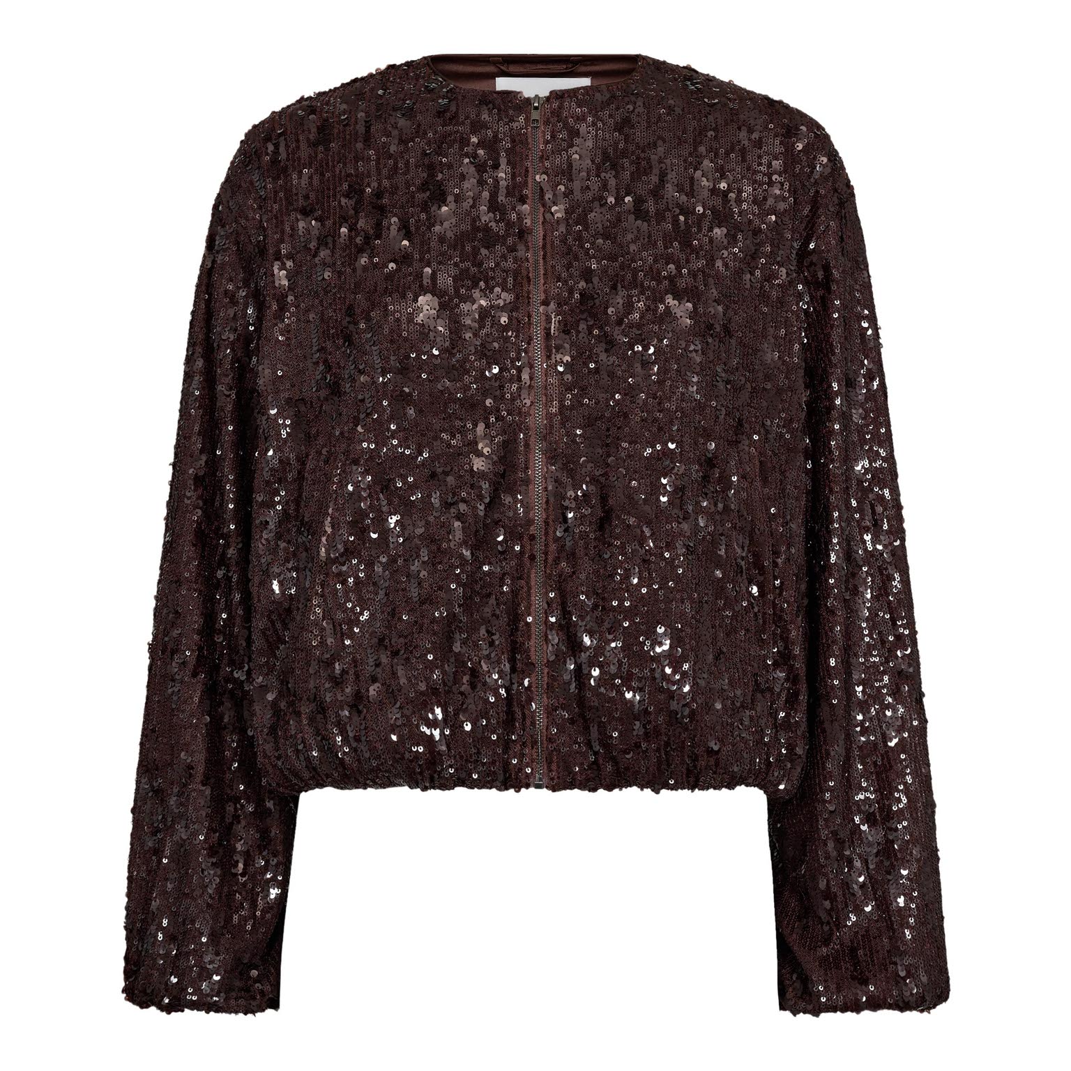 255-30371-145-01 SophieCC Sequin Balloon Jacket - Dark Brown - Afbeelding 1