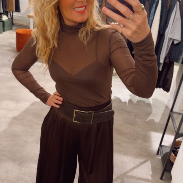 Mesh Top - Brown  Plain