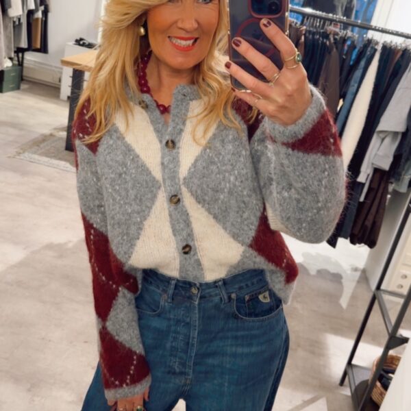 Cardigan Check - Bordeaux Grey