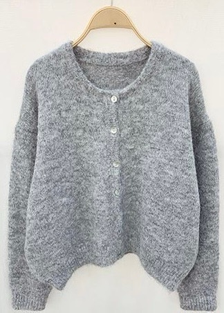 Button Knit Cardigan - Grey