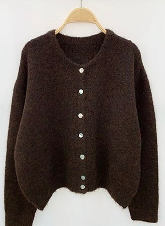 Button Knit Cardigan - Chocolate