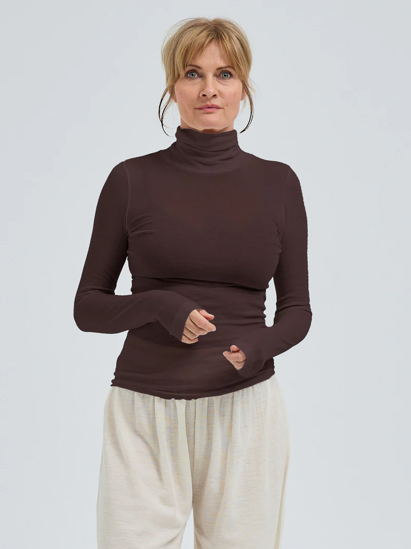 Nouveau_Cotton-Roll_Neck-SB1137-Java-1_800x Nouveau Basic Top - Java Brown - Afbeelding 1