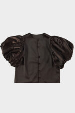 Festive Satin Ballon Top - Mocca - Afbeelding 3