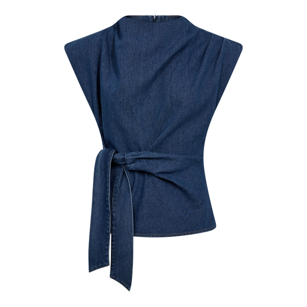 45001-KimmyCC-Pleat-Top-555-01 KimmyCC Pleat Top - Dark Denim - Afbeelding 1