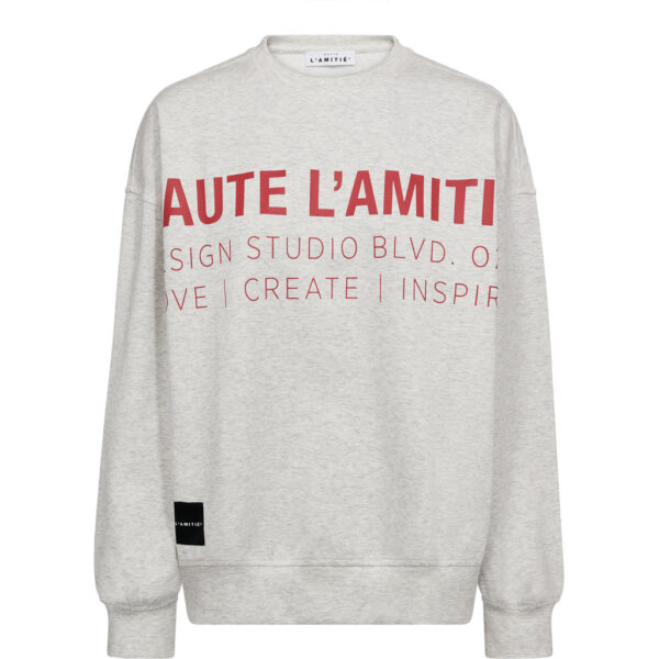Studio Logo Sweat - Pearl Melange/Red