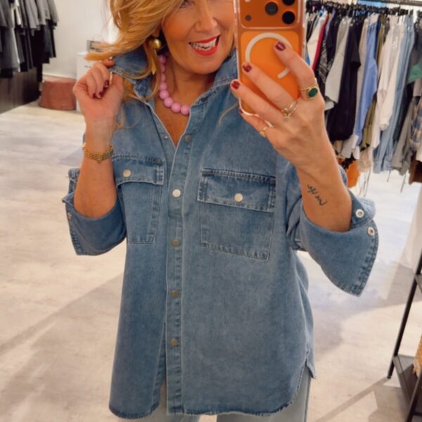 Denim Oversize Blouse - Light Blue