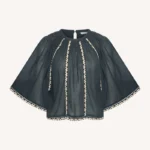 Emmi Embroidery Blouse - Charcoal