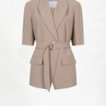 Nissa Short Sleeve Blazer - Sand Beige