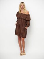 Kyo Volant Mini Dress - Chocolate Brown