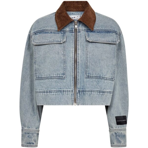 Meliza Crop Denim Jacket - Bleached Denim
