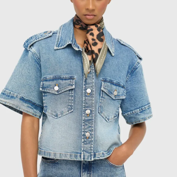 Spike Denim Blouse - Blauw