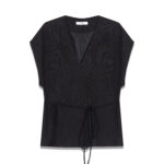 Milla String Belt Wrap Vest - Black