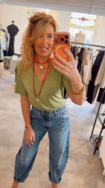 Milla V-Neck Tee - Olive