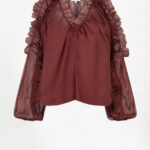 Harmony Boho Chiffon Blouse - Berry Red