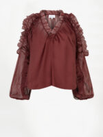 Harmony Boho Chiffon Blouse - Berry Red