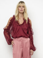 Harmony Boho Chiffon Blouse - Berry Red - Afbeelding 2